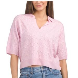 NO NAME CASHMERE North Short Sleeve Polo Sweater Small NWT Cream